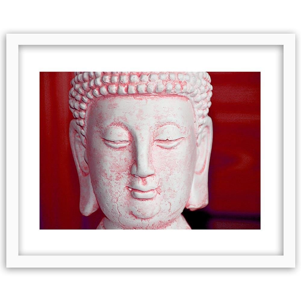 Glezna baltā rāmī - White Buddha Head Home Trends DECO