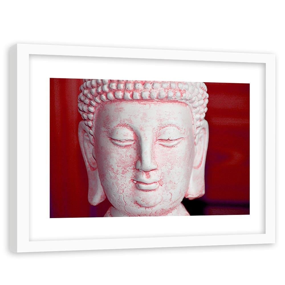 Glezna baltā rāmī - White Buddha Head Home Trends DECO