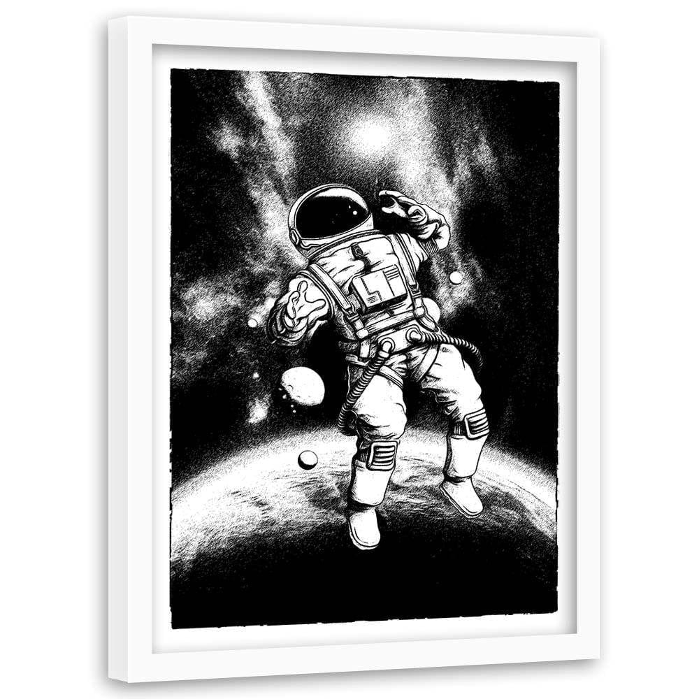 Glezna baltā rāmī - White Cosmonaut Home Trends DECO