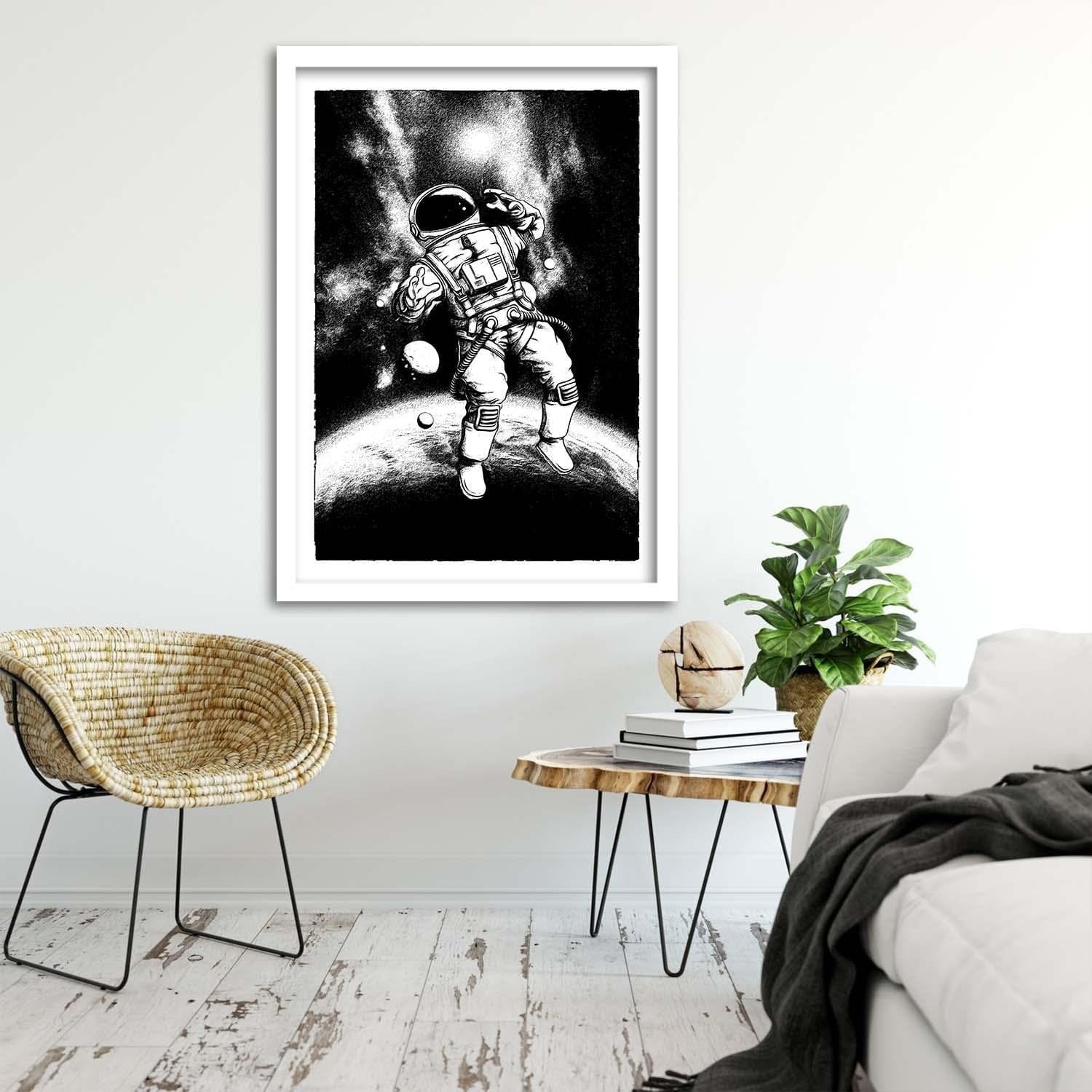 Glezna baltā rāmī - White Cosmonaut Home Trends DECO