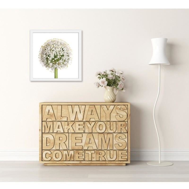 Glezna baltā rāmī - White garlic flower Home Trends DECO
