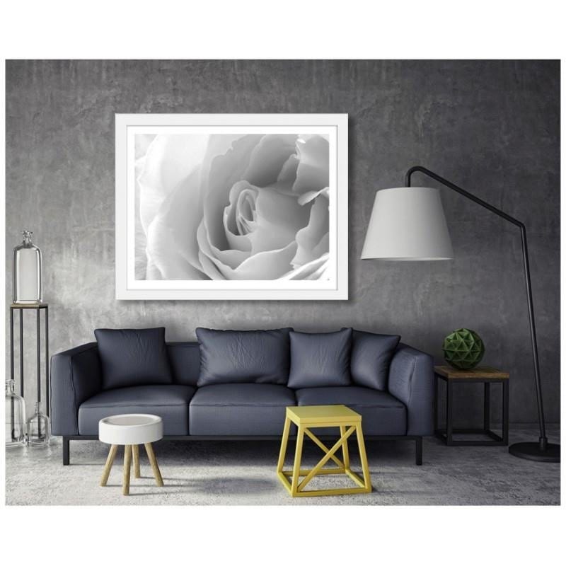 Glezna baltā rāmī - White rose 3 Home Trends DECO