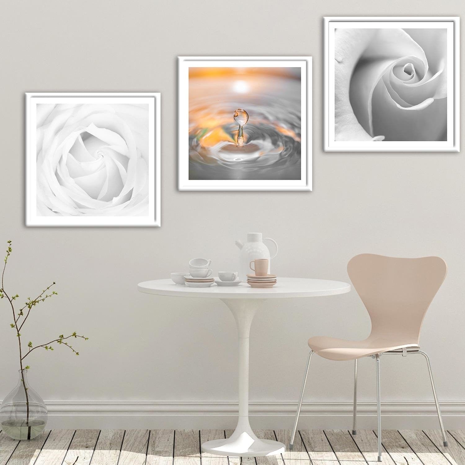 Glezna baltā rāmī - White Rose 3 Home Trends DECO