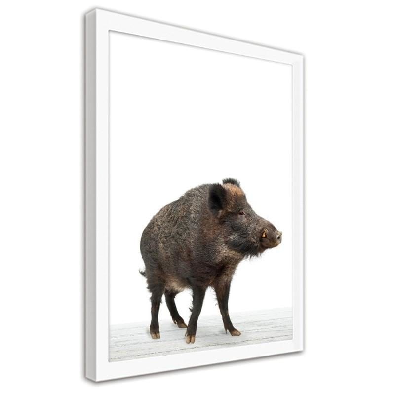Glezna baltā rāmī - Wild boar Home Trends DECO