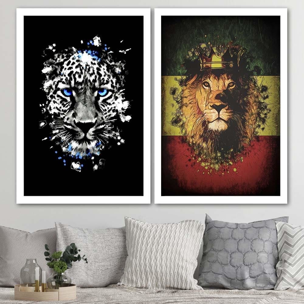 Glezna baltā rāmī - Wild Leopard Home Trends DECO