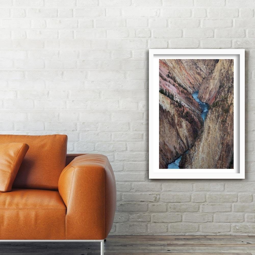 Glezna baltā rāmī - Wild River Among The Rocks Home Trends DECO