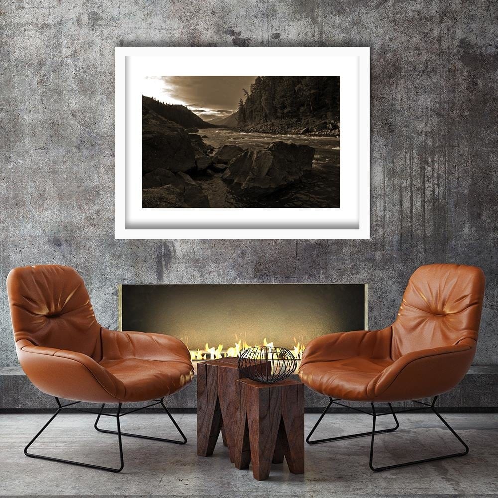 Glezna baltā rāmī - Wild River In The Mountains 1 Home Trends DECO