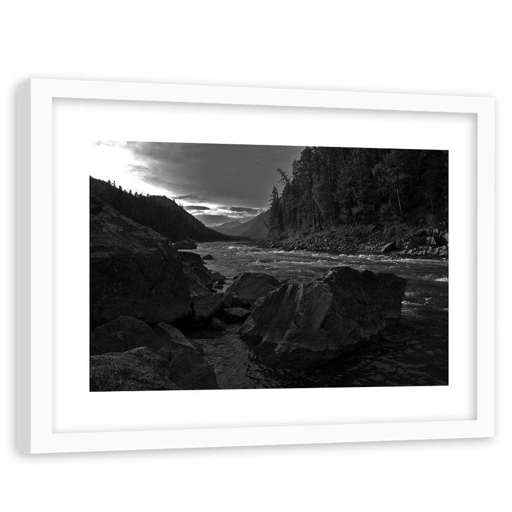 Glezna baltā rāmī - Wild River In The Mountains 2 Home Trends DECO