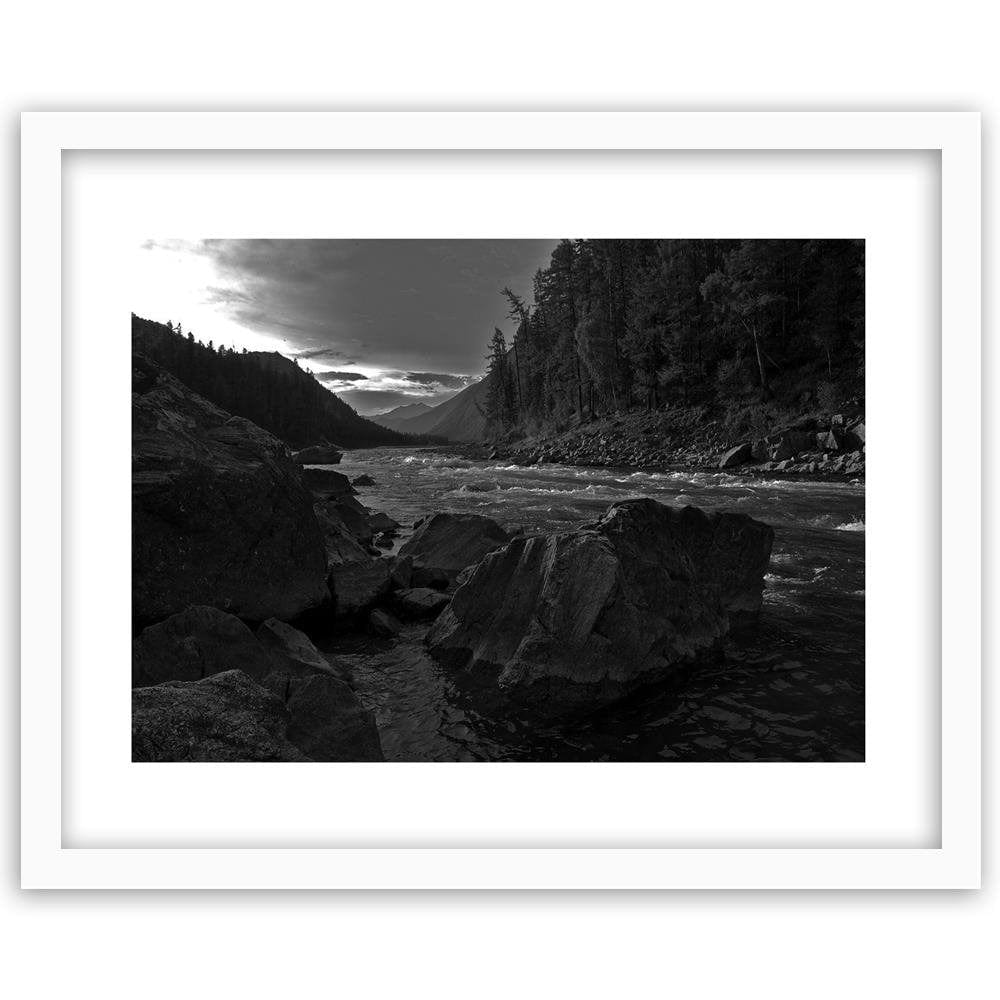 Glezna baltā rāmī - Wild River In The Mountains 2 Home Trends DECO