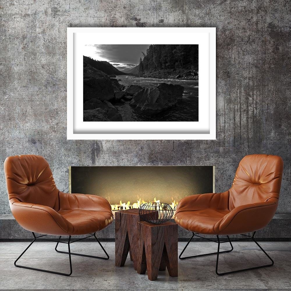 Glezna baltā rāmī - Wild River In The Mountains 2 Home Trends DECO