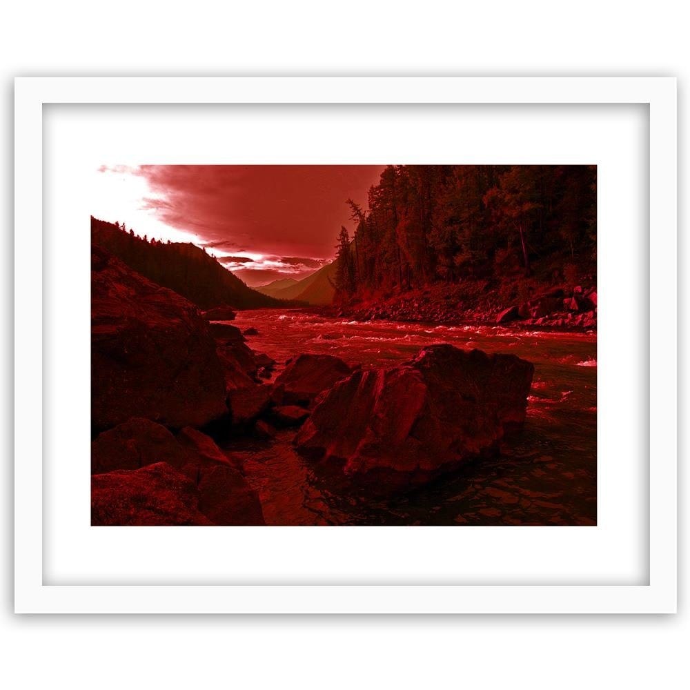 Glezna baltā rāmī - Wild River In The Mountains 4 Home Trends DECO