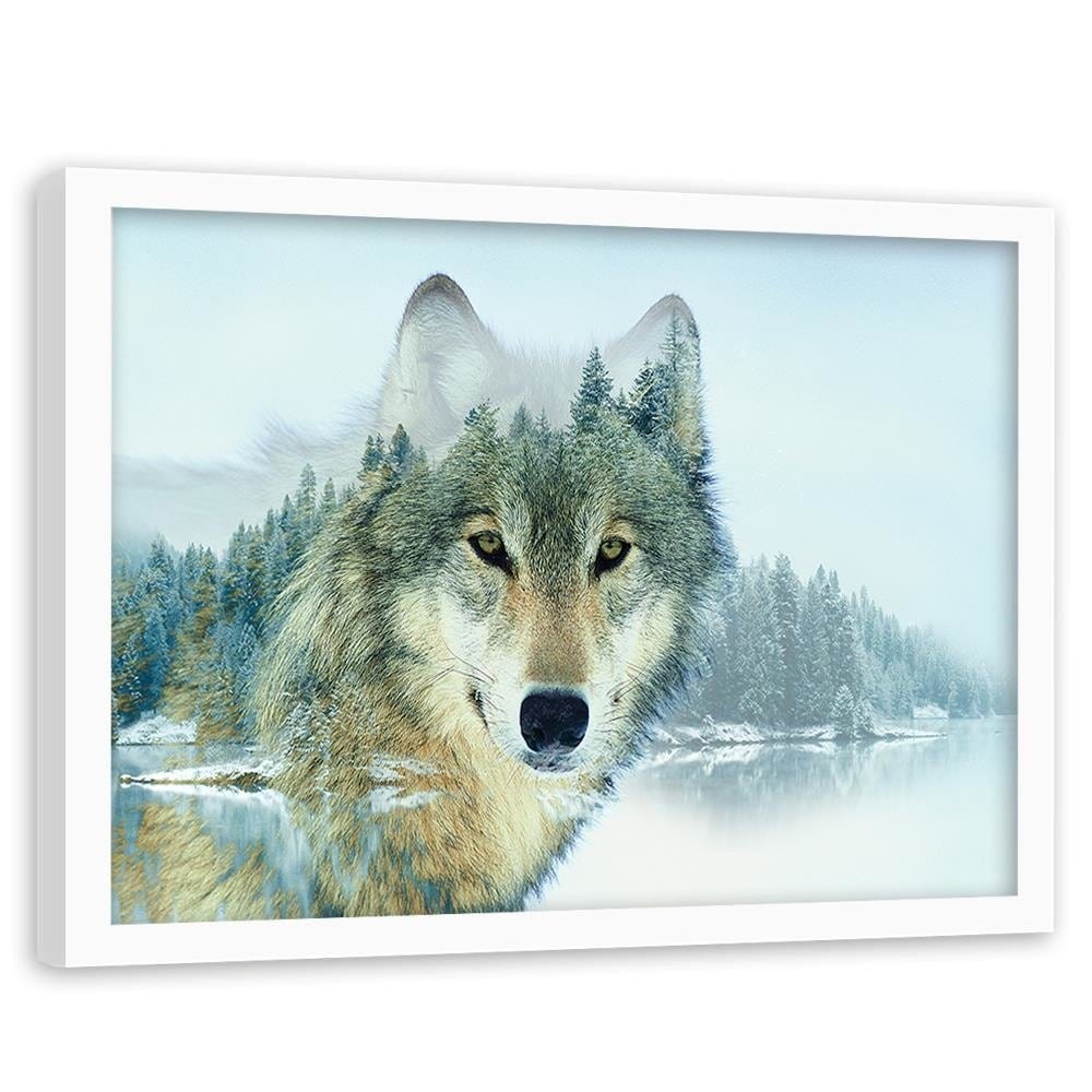 Glezna baltā rāmī - Wild Wolf Home Trends DECO