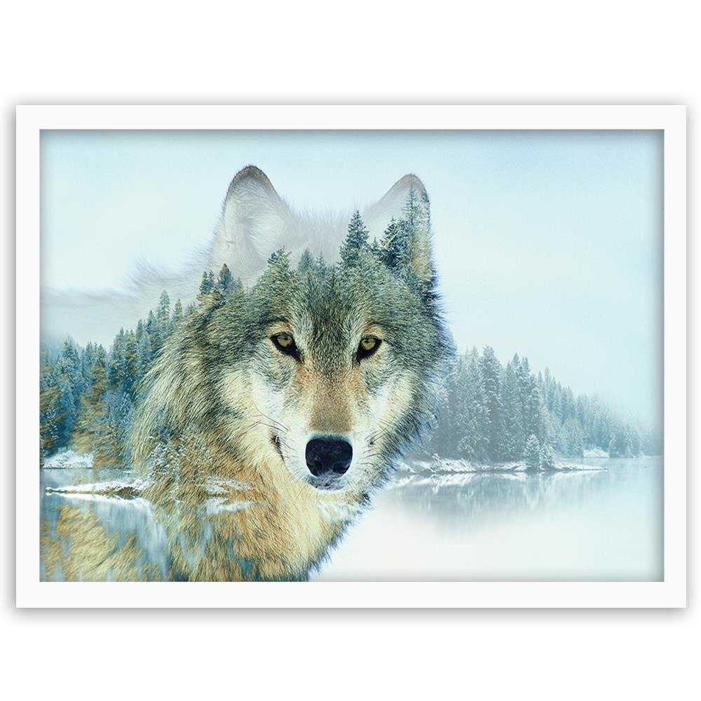 Glezna baltā rāmī - Wild Wolf Home Trends DECO