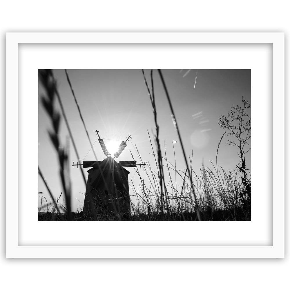 Glezna baltā rāmī - Windmill At Sunset 2 Home Trends DECO