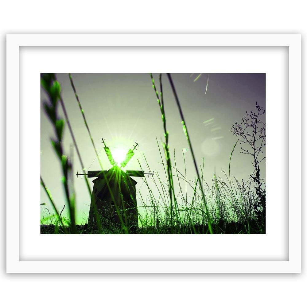 Glezna baltā rāmī - Windmill At Sunset 4 Home Trends DECO