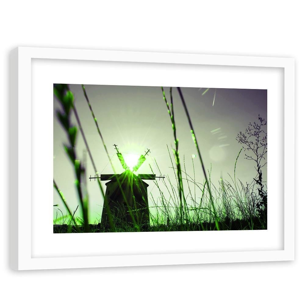 Glezna baltā rāmī - Windmill At Sunset 4 Home Trends DECO