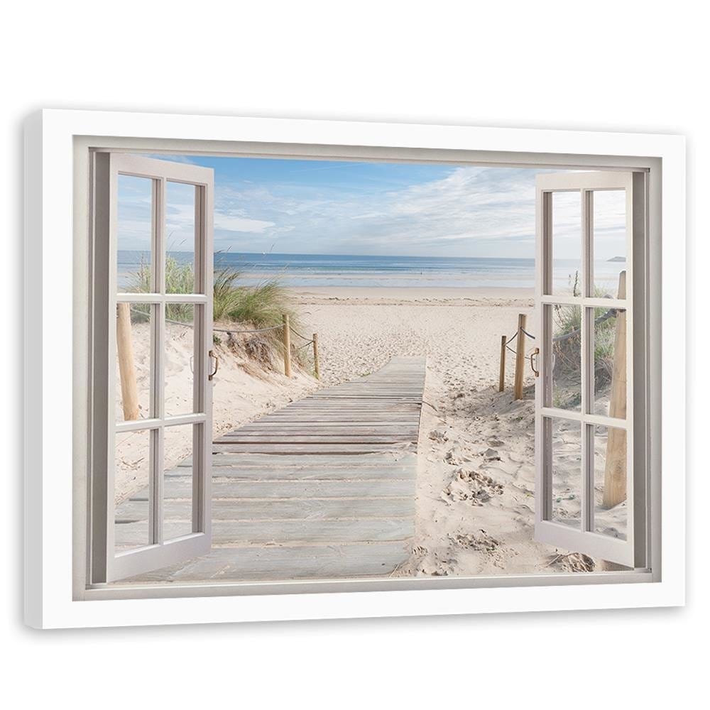 Glezna baltā rāmī - Window To The Beach Home Trends DECO