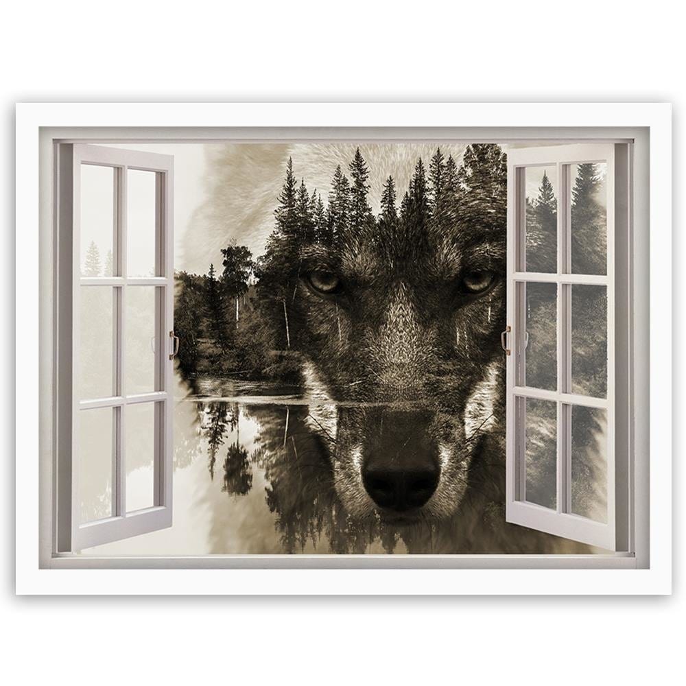 Glezna baltā rāmī - Window To The Wolf Home Trends DECO