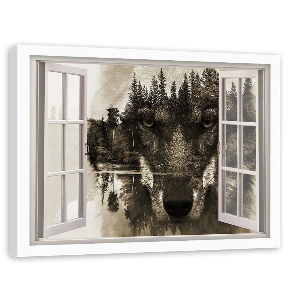 Glezna baltā rāmī - Window To The Wolf Home Trends DECO