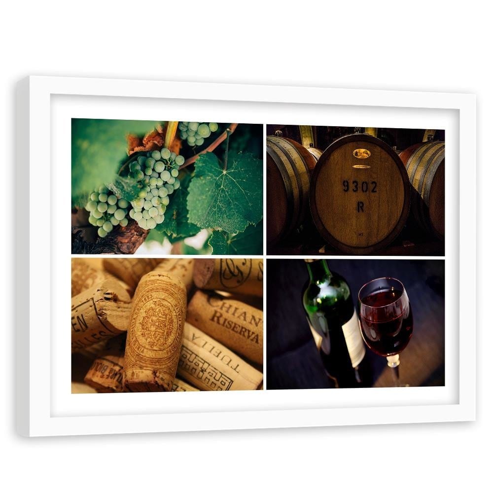 Glezna baltā rāmī - Wine And Grapes Home Trends DECO