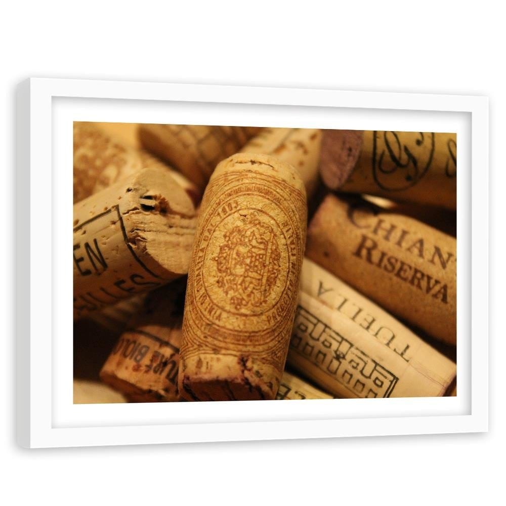 Glezna baltā rāmī - Wine Corks 1 Home Trends DECO