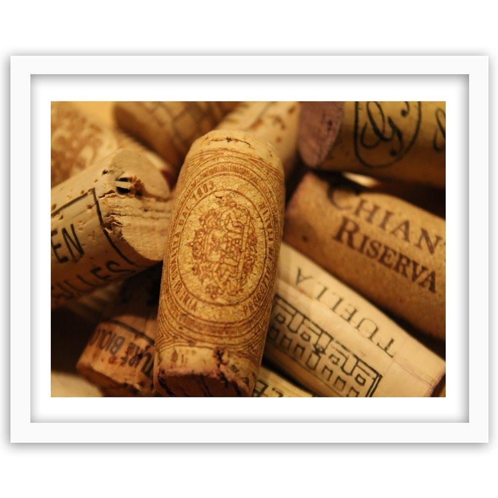 Glezna baltā rāmī - Wine Corks 1 Home Trends DECO
