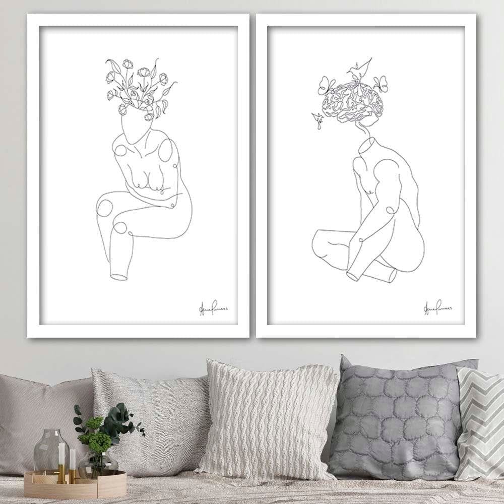 Glezna baltā rāmī - Woman Abstraction Home Trends DECO