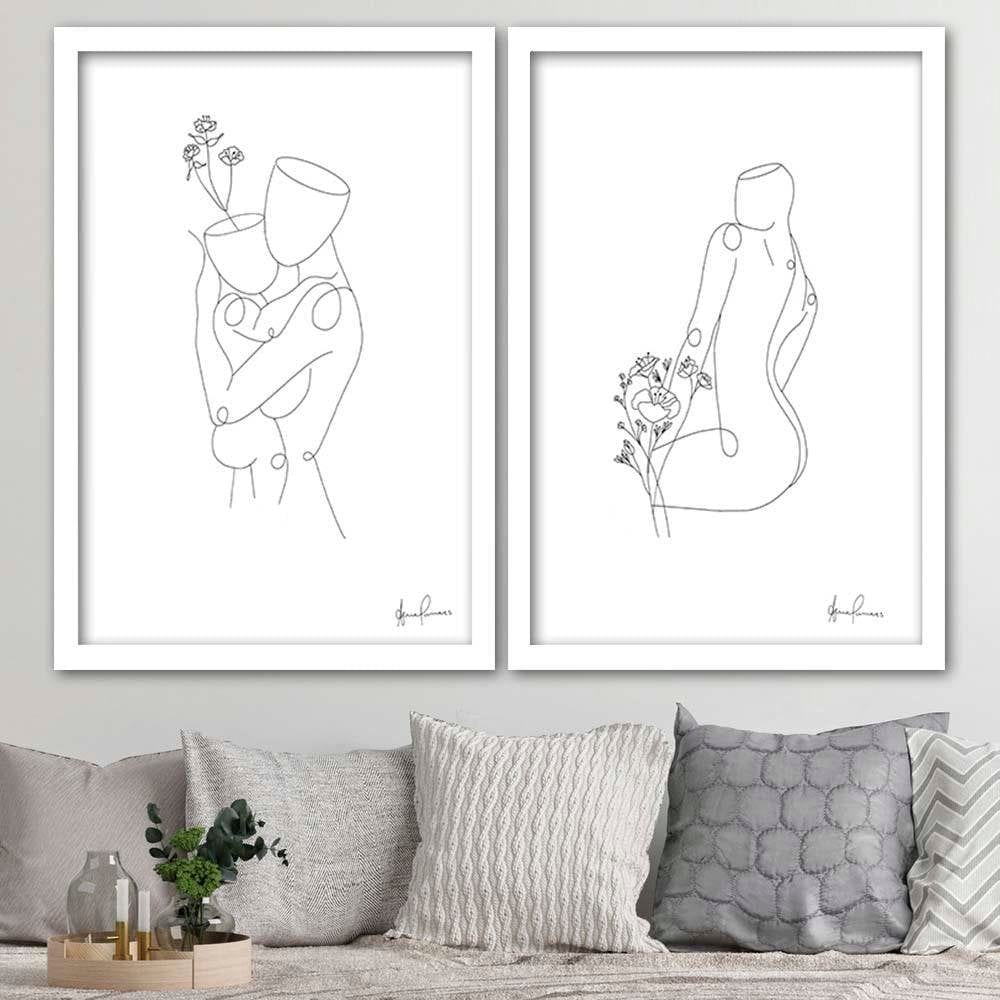 Glezna baltā rāmī - Woman And The Child Home Trends DECO