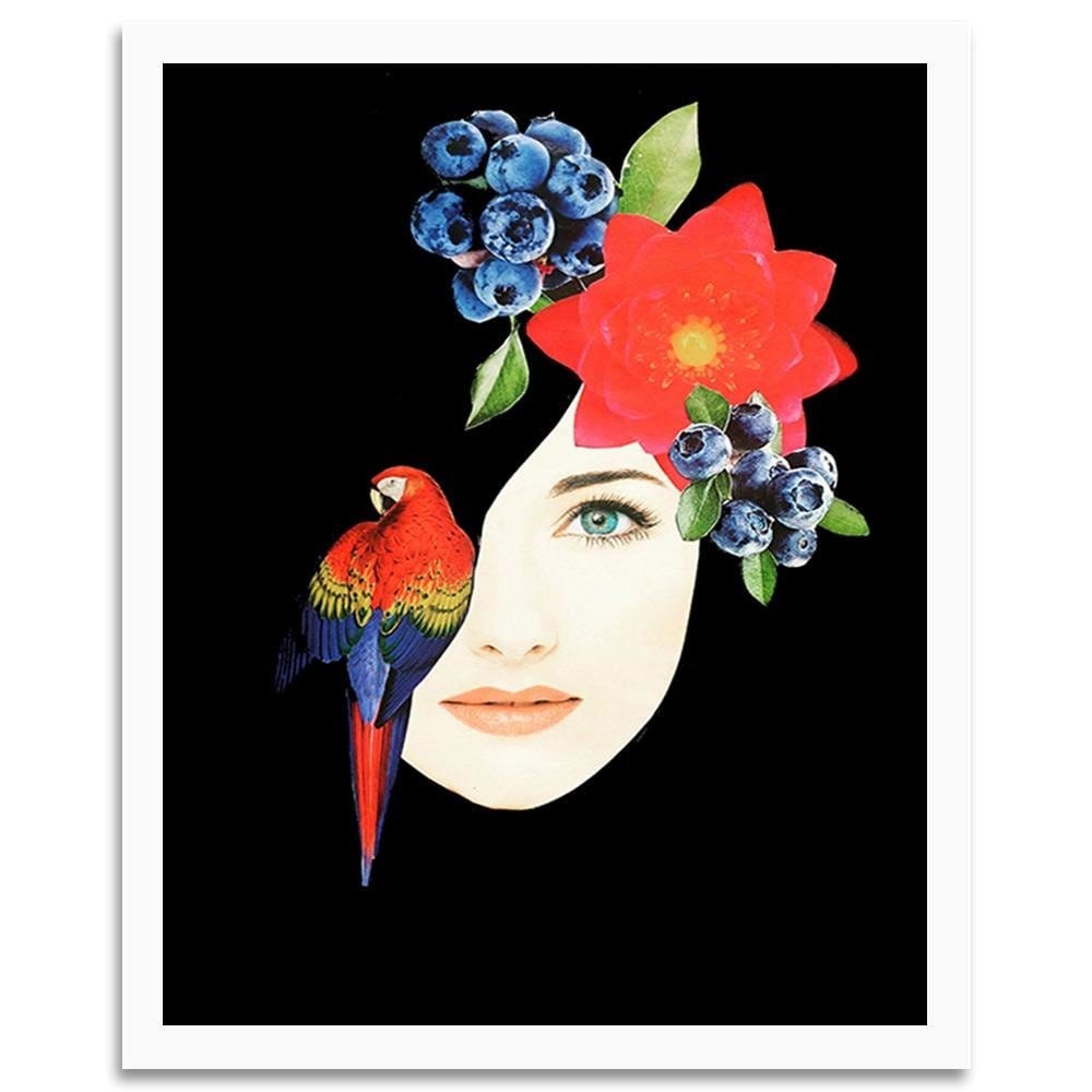 Glezna baltā rāmī - Woman Face With Flowers Home Trends DECO