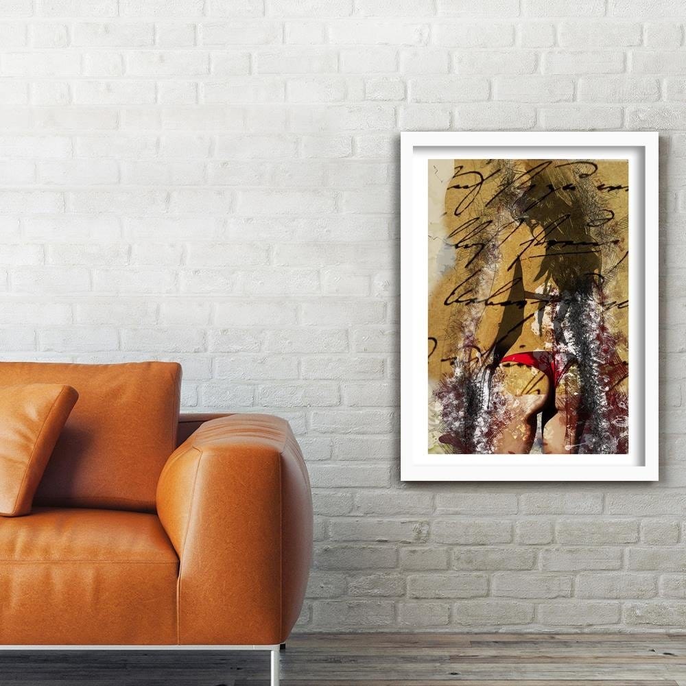 Glezna baltā rāmī - Woman In Bikini Abstraction Home Trends DECO