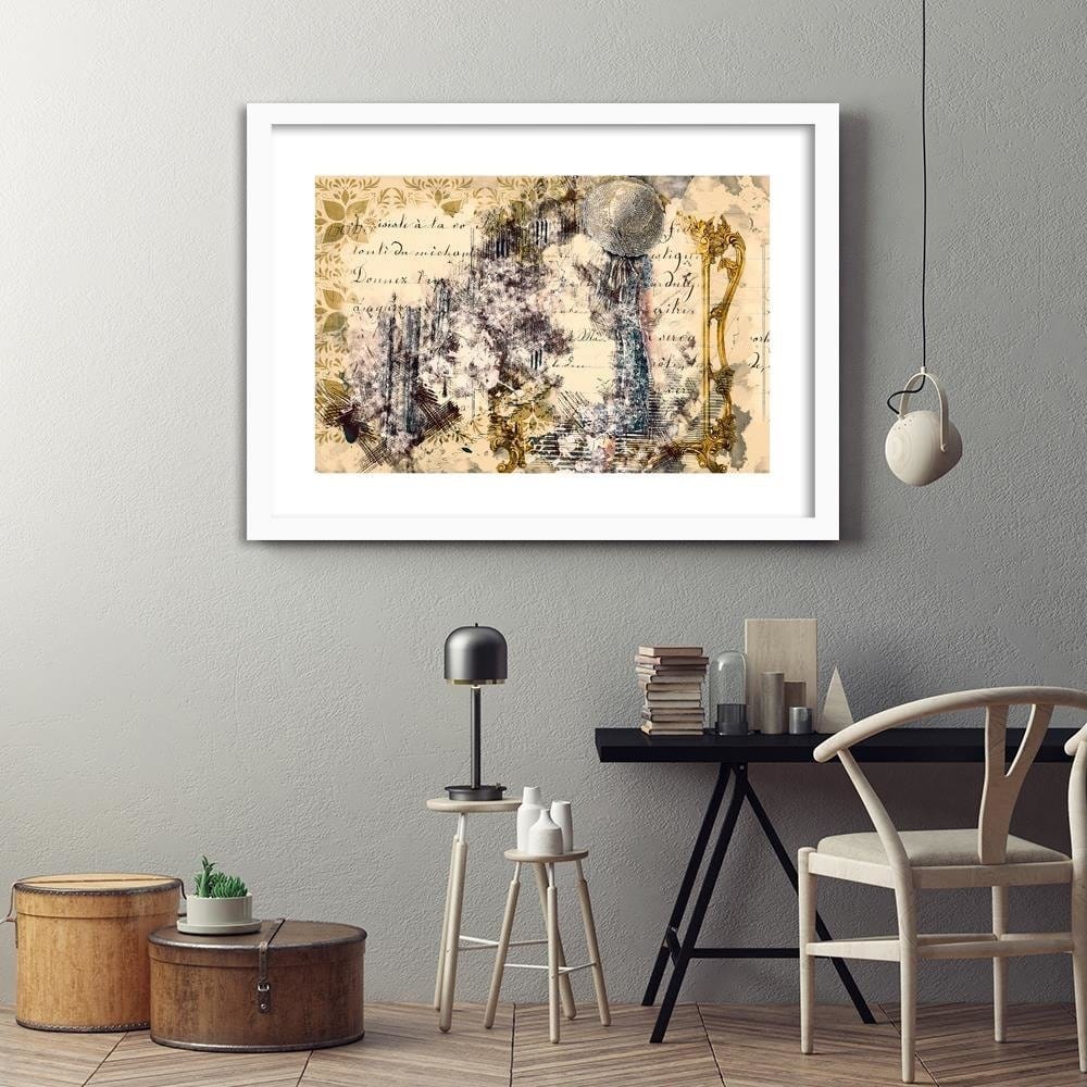 Glezna baltā rāmī - Woman In Front Of A Mirror Abstraction Home Trends DECO