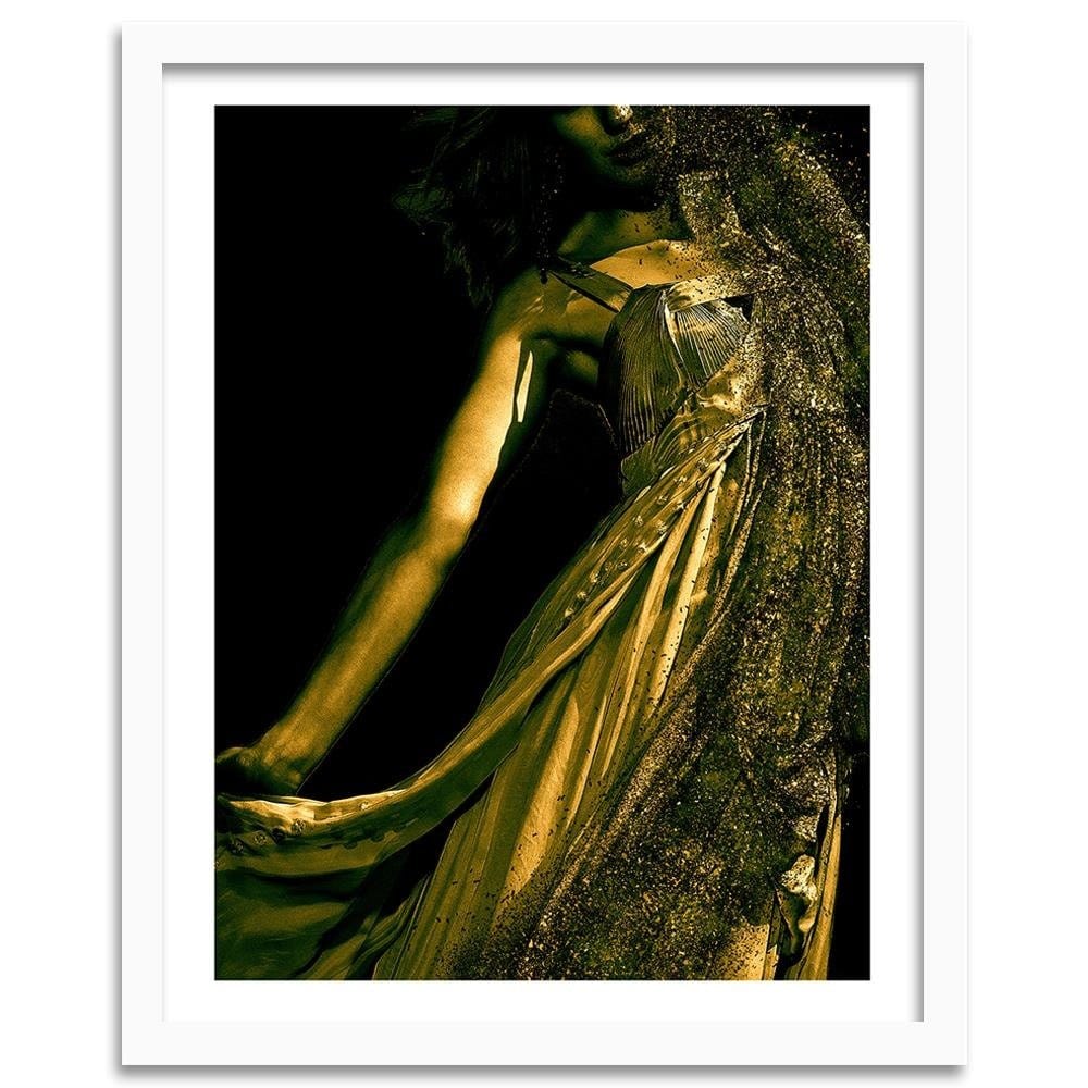 Glezna baltā rāmī - Woman In Gold Dust Home Trends DECO