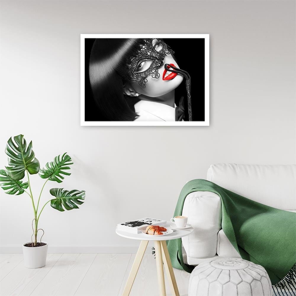 Glezna baltā rāmī - Woman In The Mask Home Trends DECO