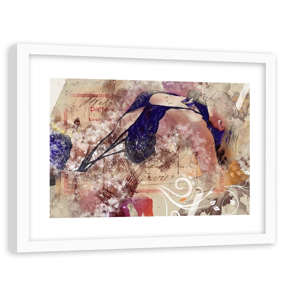 Glezna baltā rāmī - Woman In Underwear Abstraction Home Trends DECO