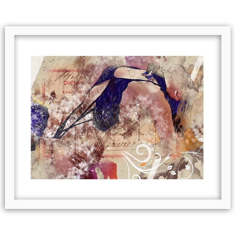 Glezna baltā rāmī - Woman In Underwear Abstraction Home Trends DECO
