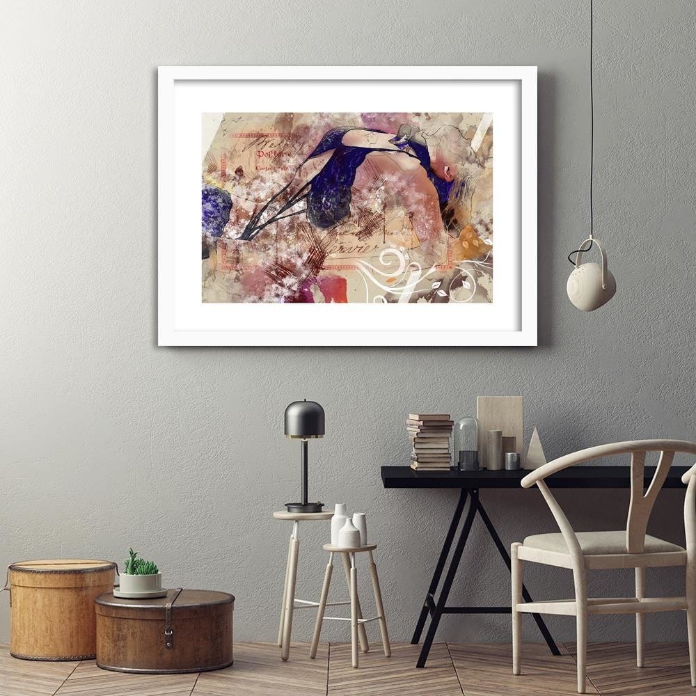 Glezna baltā rāmī - Woman In Underwear Abstraction Home Trends DECO