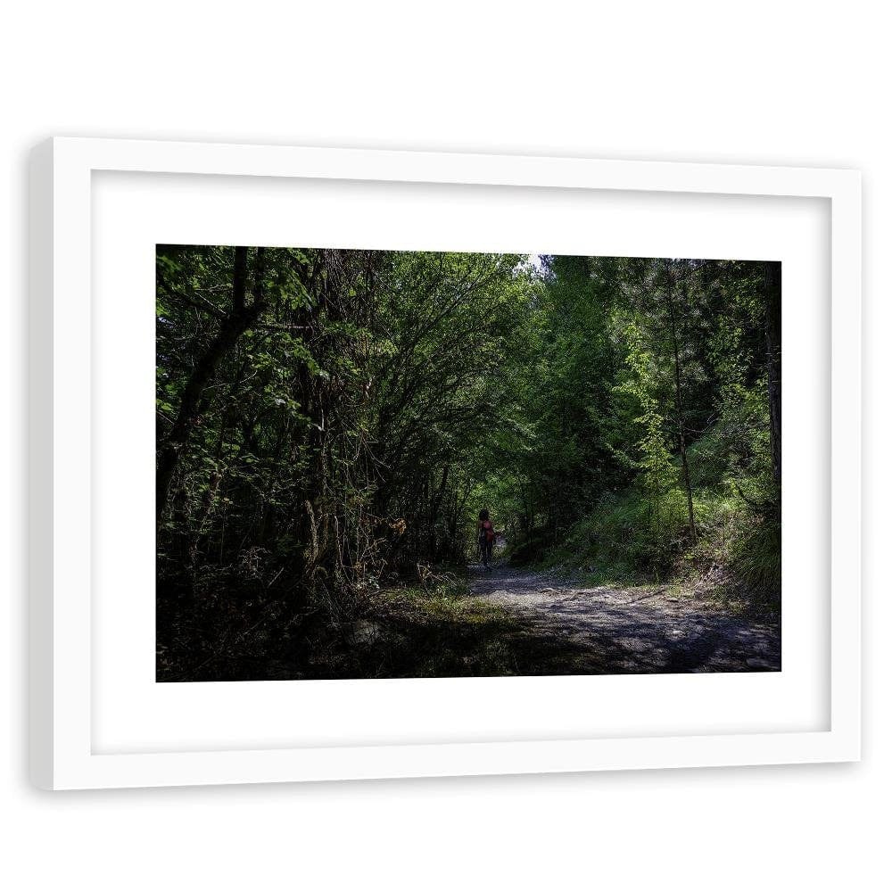 Glezna baltā rāmī - Woman On Forest Road Home Trends DECO