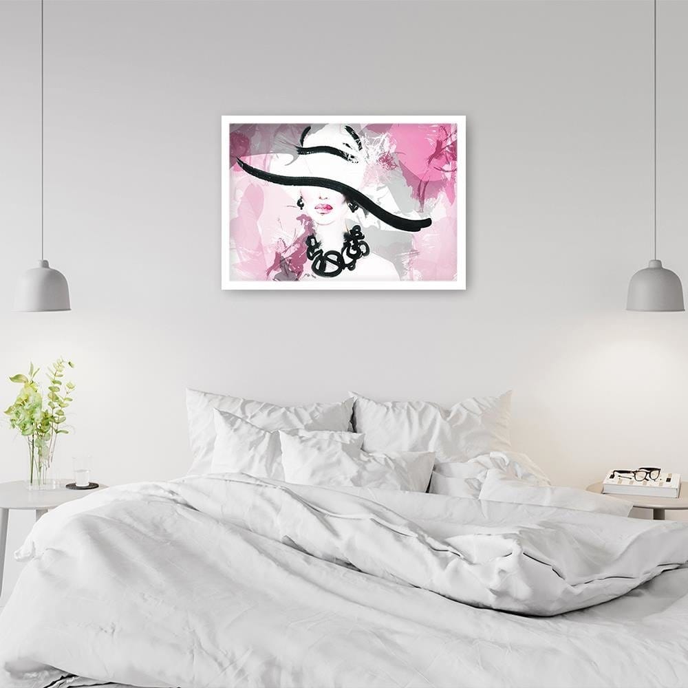 Glezna baltā rāmī - Woman Pink Abstraction Home Trends DECO
