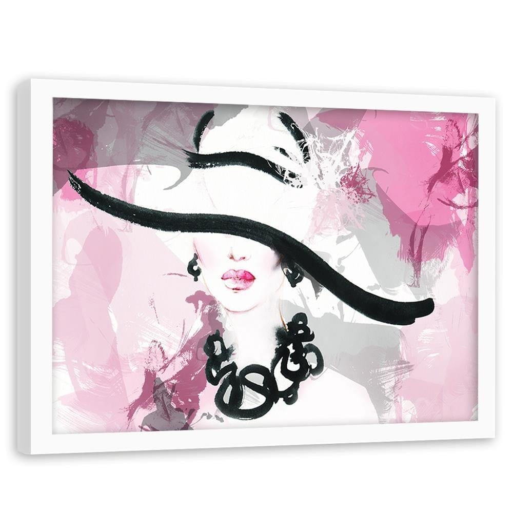 Glezna baltā rāmī - Woman Pink Abstraction Home Trends DECO