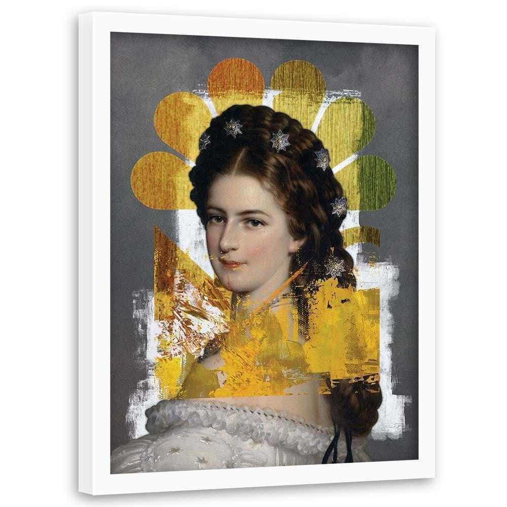 Glezna baltā rāmī - Woman Portrait Home Trends DECO