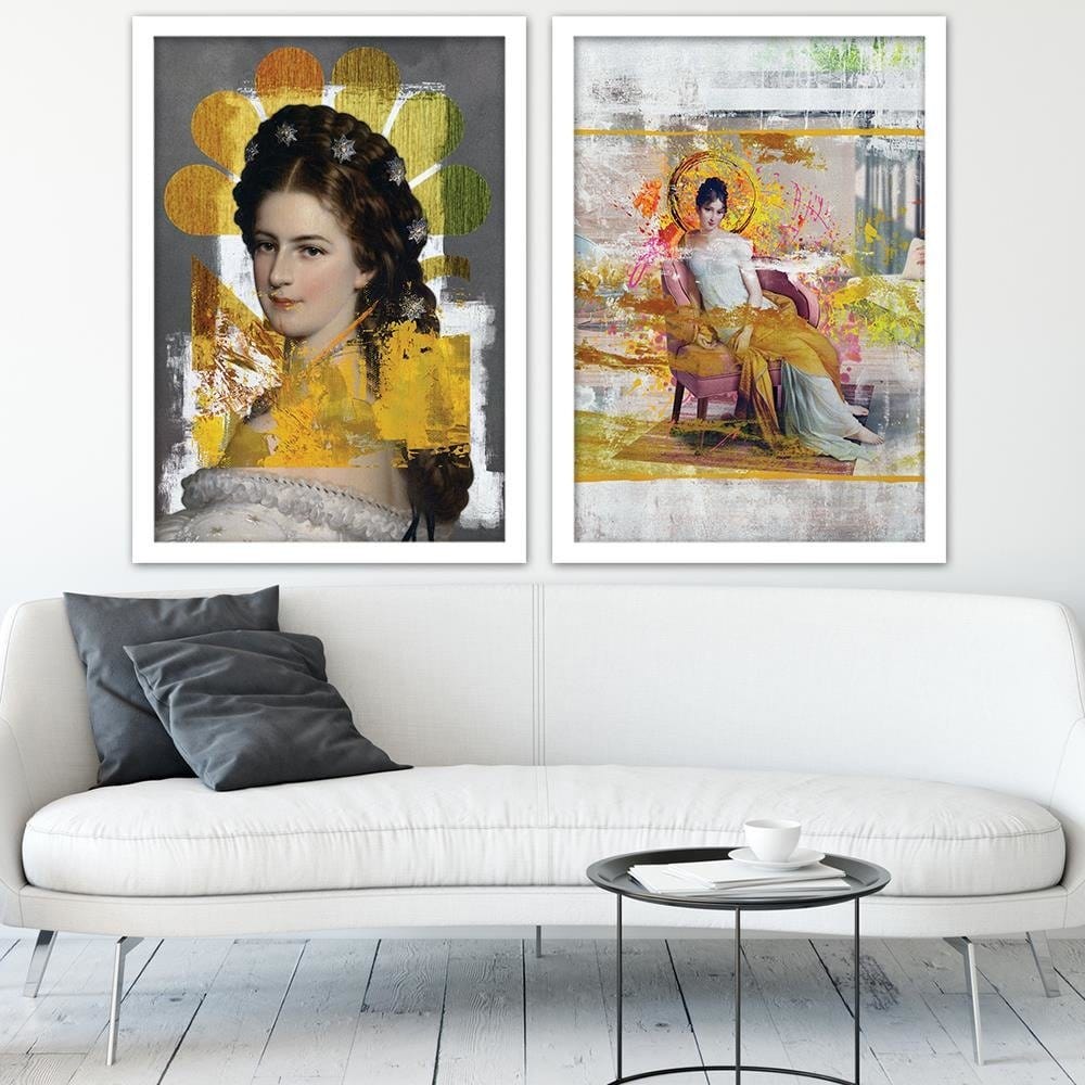 Glezna baltā rāmī - Woman Portrait Home Trends DECO