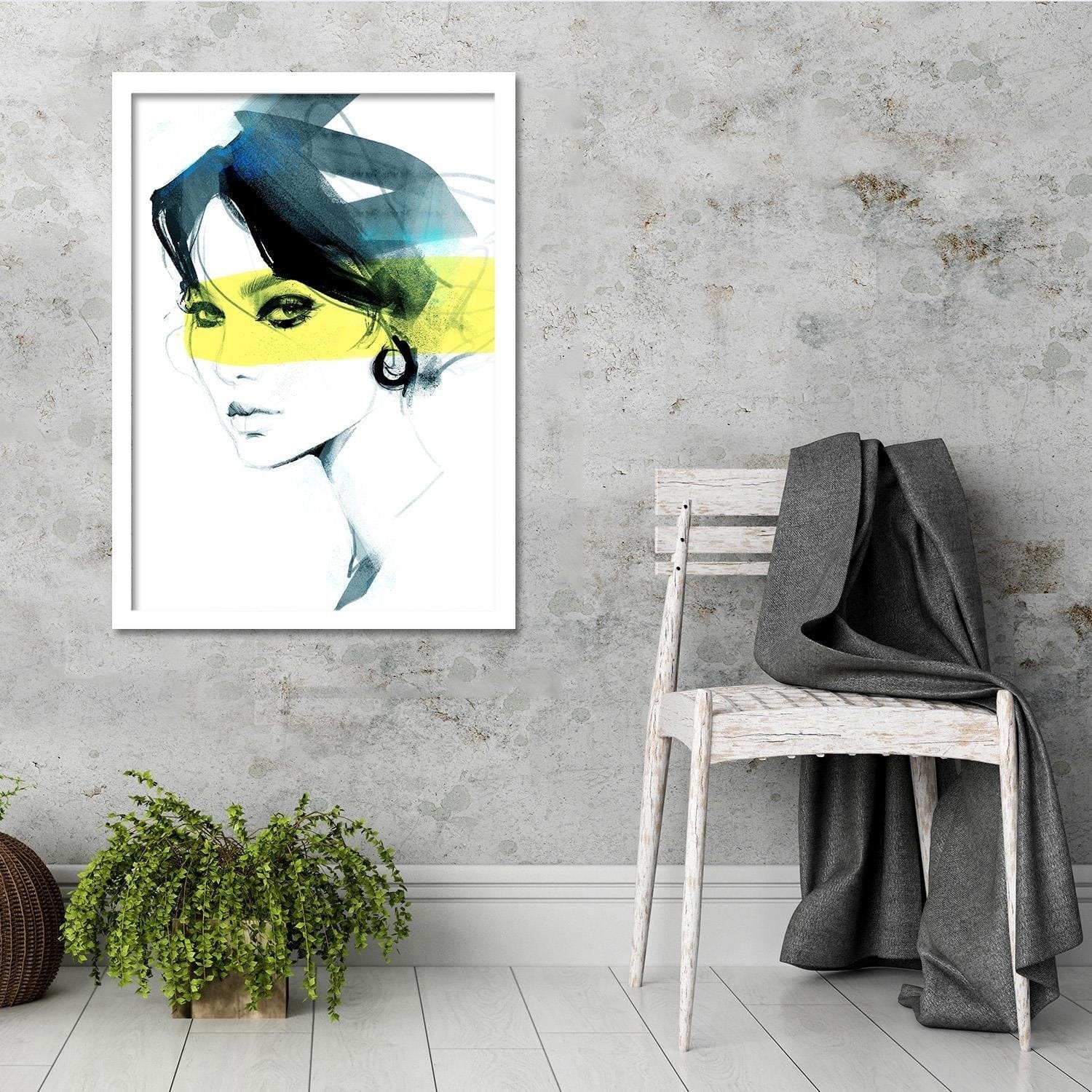 Glezna baltā rāmī - Woman Watercolour Home Trends DECO