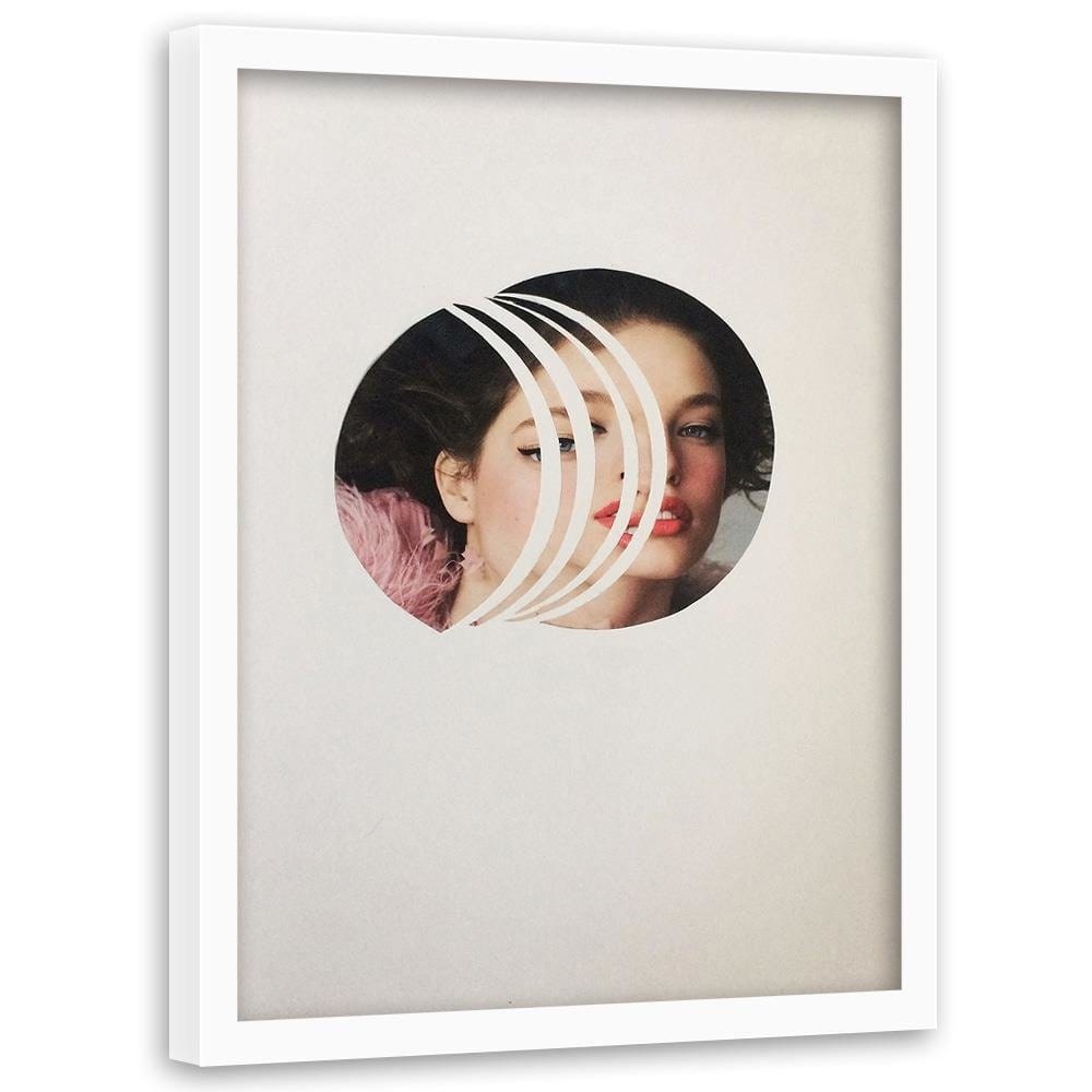 Glezna baltā rāmī - Woman With Red Lips Home Trends DECO