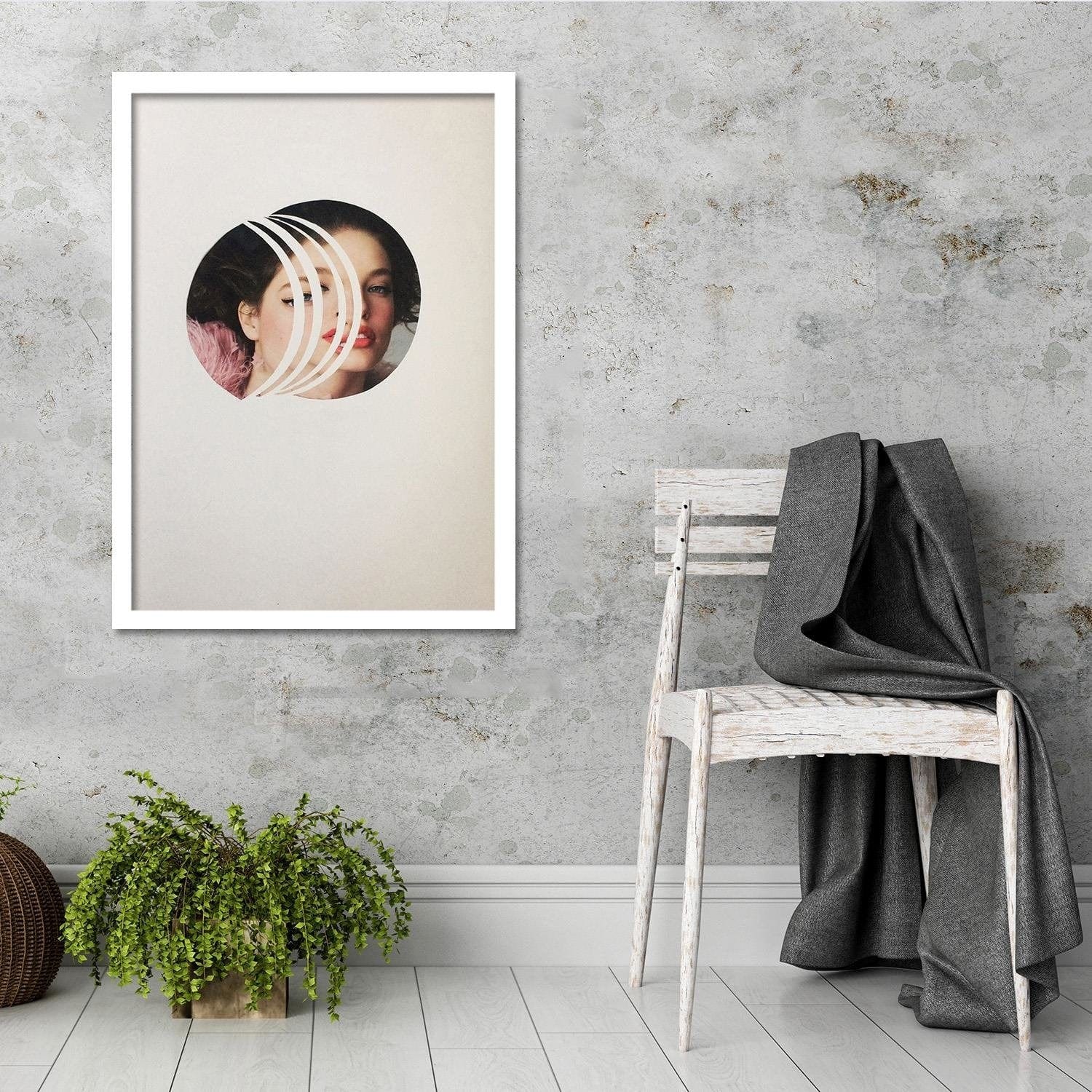 Glezna baltā rāmī - Woman With Red Lips Home Trends DECO