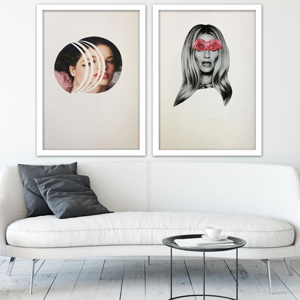 Glezna baltā rāmī - Woman With Red Lips Home Trends DECO