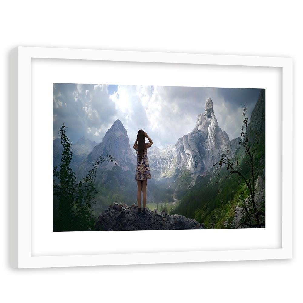 Glezna baltā rāmī - Woman With Rock Fantasy Home Trends DECO