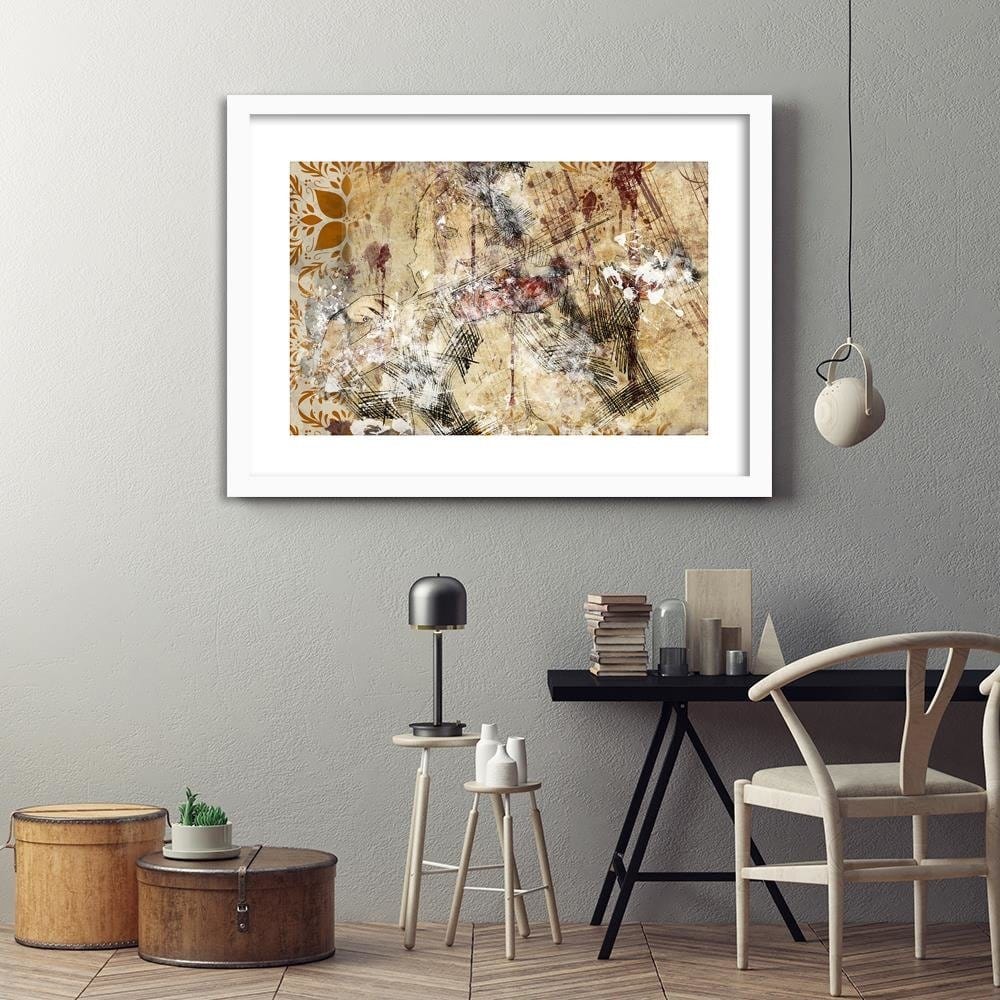 Glezna baltā rāmī - Woman With Violin Abstraction Home Trends DECO