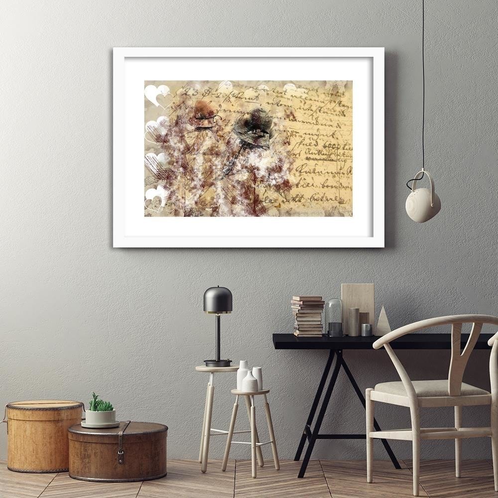 Glezna baltā rāmī - Women In Hats Abstraction Home Trends DECO
