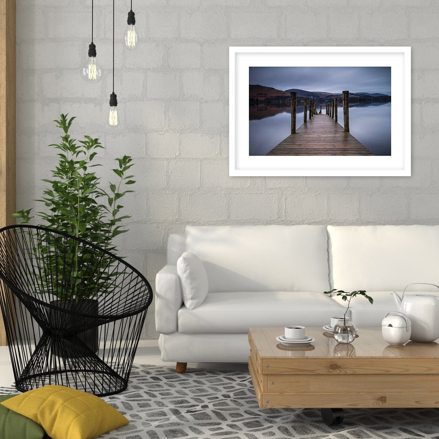 Glezna baltā rāmī - Wooden Bridge Home Trends DECO