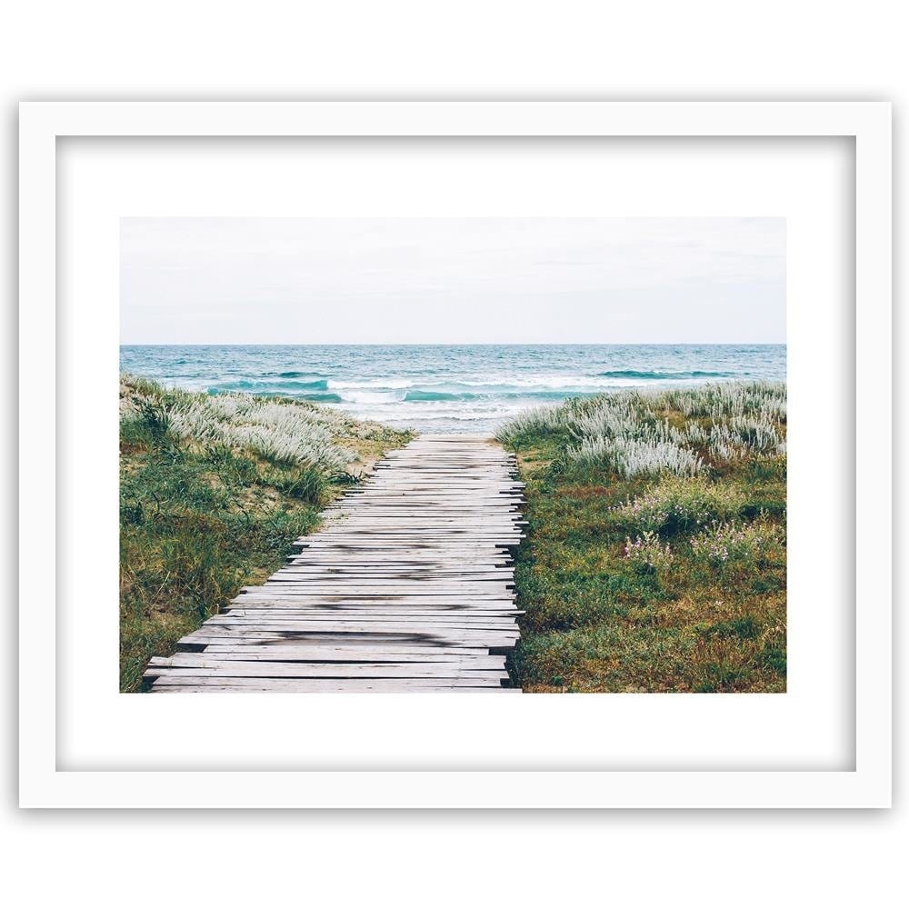 Glezna baltā rāmī - Wooden Path To The Seas Home Trends DECO